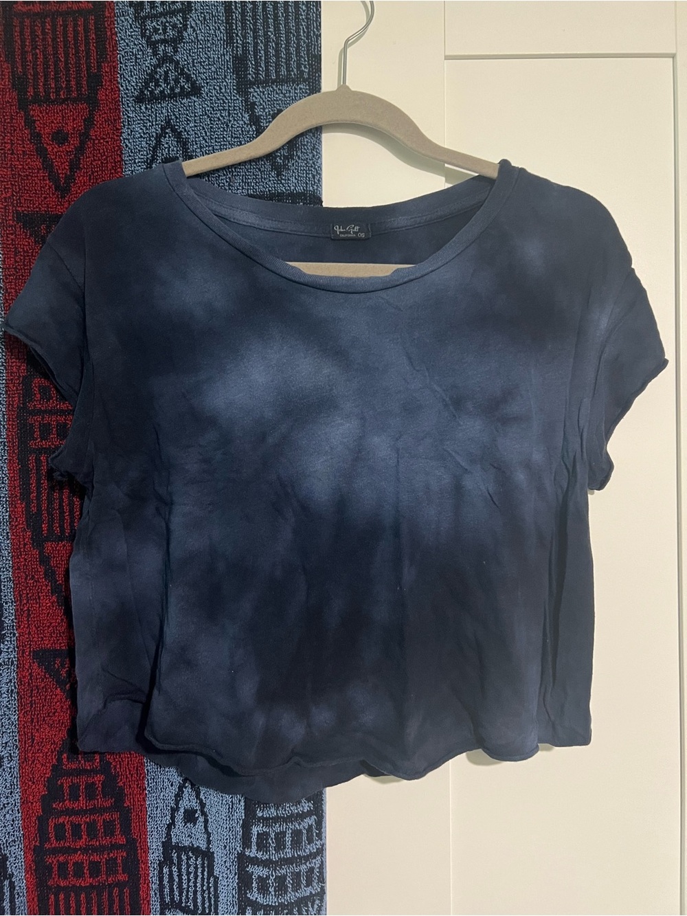 Tie-Dye Navy Short Sleeve Crop Top